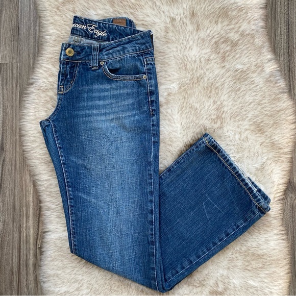 Y2K Vintage American Eagle Low Rise Straight / Bootcut Medium Wash Jeans - Picture 1 of 8